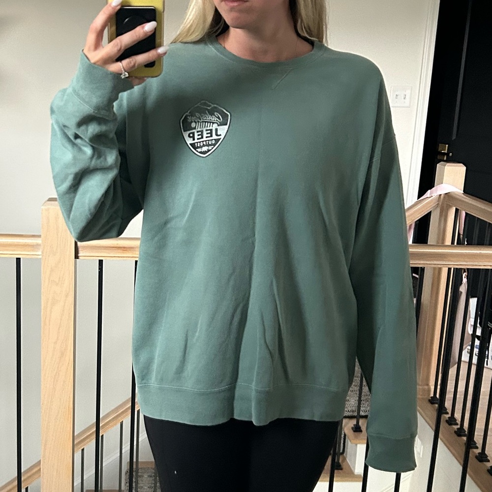 Hanes Sage Green Crewneck Sweatshirt with Small Chest Logo